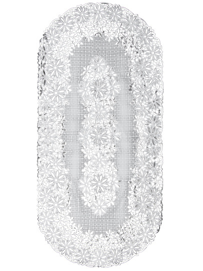 Салфетка для стола ПВХ, 84х40 см, овал, Grace, Лейс, серебро, LO-1008B