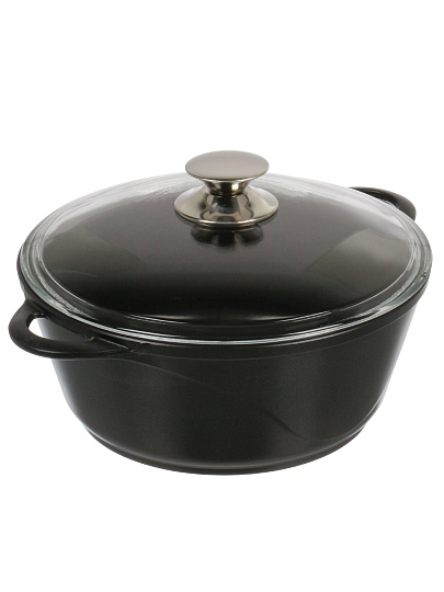 Кастрюля алюминий, антипригарное покрытие, 4 л, крышка стекло, Горница, Классик, к2633а