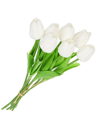 Цветок искусственный декоративный Тюльпан, 7шт., 33 см, белый, Y6-10420