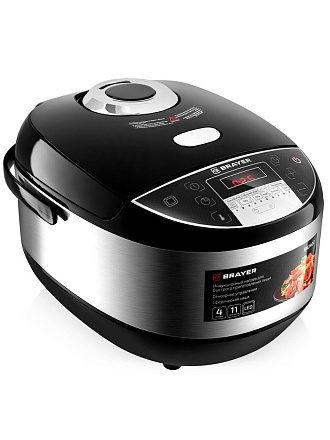 Мультиварка Brayer, 2402BR, 11 программ, 4 л, 1250 Вт, антипригарное покрытие чаши, антипригарное покрытие, большая
