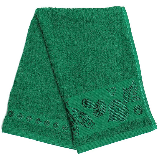 Полотенце кухонное махровое, 35х60 см, Вышневолоцкий текстиль, Бордюр овощи, темно-зеленое, 505, Россия, Ж1-3560.970.375