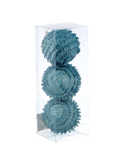 Набор шаров 3 шт, голубой, 8 см, полимер, глиттер, Y4-9487