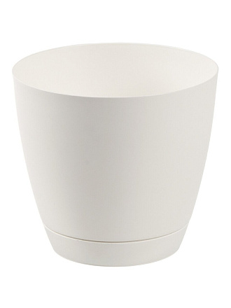 Горшок для цветов пластик, 1.4 л, 13.8х13.8х13 см, с поддоном, белый, IDIland, Flora, 231600629/00