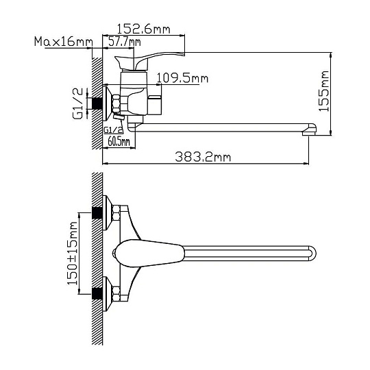 Смеситель для ванны, Potato, с картриджем, P2201N