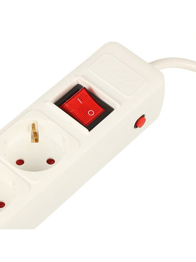 Сетевой фильтр 6 гнезд, 1.9 м, ПВС, 3х1 мм², с заземлением, 16 А, 3.5 кВт, белый, Jett, 171-212