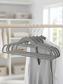 Вешалка-плечики для одежды, 42 см, пластик, 5 шт, резиновое покрытие, серая, Рыжий кот, 110886