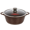 Кастрюля алюминий, антипригарное покрытие, 4 л, с крышкой, крышка стекло, Горница, Шоколад, к2633аш - фото 2