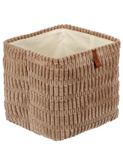 Корзина для хранения, 30х30х30 см, прямоугольная, фланель, коричневая, A190009