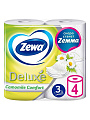 Туалетная бумага Zewa, Deluxe Ромашка, 3 слоя, 4 шт, 17 м, с втулкой, белая