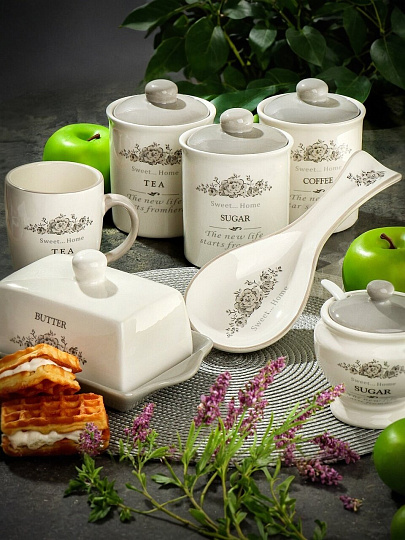 Банка для сыпучих продуктов, доломит, 0.55 л, с крышкой, Daniks, Чай Классик, HC3D01B-N1