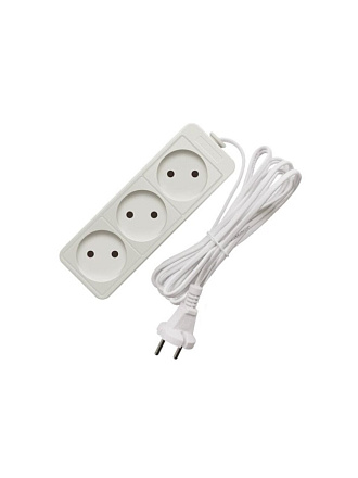 Удлинитель бытовой 3 гнезда, 3 м, ПВС, без заземления, 2200 Вт, Союз, 481S-1303