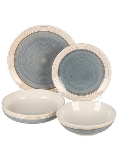 Сервиз столовый керамика, 19 предметов, на 6 персон, Domenik, Nordic, DMS250, серый