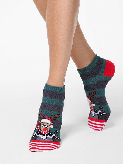 Носки для женщин, носки, хлопок, Conte, New year, 375, темно-бирюзовые, р. 23-25, 18С-72СП