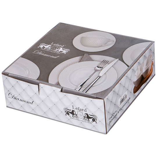 Менажница 4-х секционная диаманд на подставке 18x18 см высота: 5 см + 4 ложки, 359-381