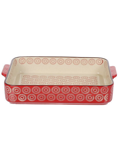 Форма для запекания керамика, 35х24.5х6.5 см, 3 л, фигурная, Круги на красном, Y6-10300