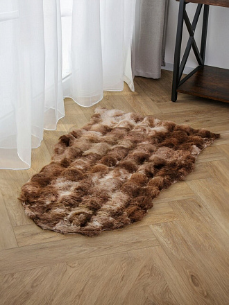 Коврик интерьерный 0.6х1 м, фигурный, бежево-коричневый, искусственный мех, A090277