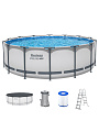 Бассейн каркасный Bestway, 427х122 см, Steel Pro Max, 5612X, фильтр-насос, лестница, тент, 15232 л - фото 9