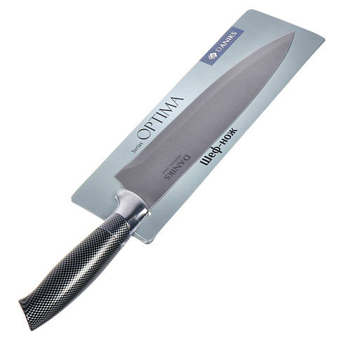 Нож кухонный Daniks, Оптима, шеф-нож, нержавеющая сталь, 20 см, рукоятка пластик, YW-A639-CH