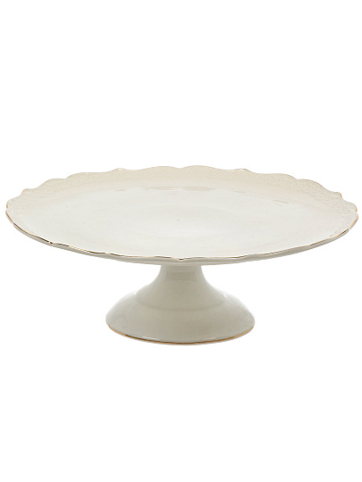 Тортница фарфор, 28 см, круглая, на ножке, Jewel, Кружево, ПС0010-14