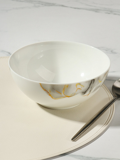 Салатник стеклокерамика, круглый, 18х7.4 см, 0.95 л, Флюид, Daniks, серый