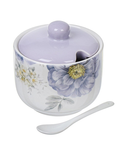 Сахарница 500 мл, доломит, с ложкой, Daniks, Флорина