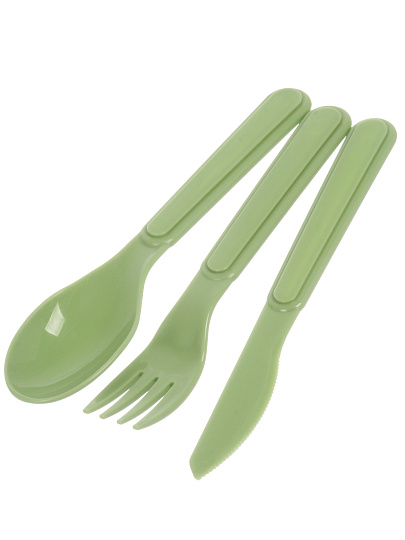 Набор столовых приборов пластик, 6 предметов, зеленый, столовый, 222136218/08, вилка, ложка, нож