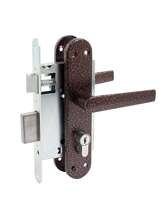 Замок врезной Птимаш, ЗВ4-3.08, 8457, ручка в комплекте, цилиндровый, шуруп, медь