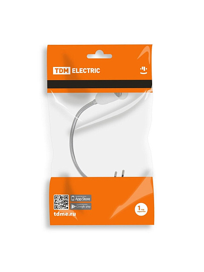 Переходник E27, гибкий, 300 мм, вилка, белый, TDM Electric, SQ0335-1011