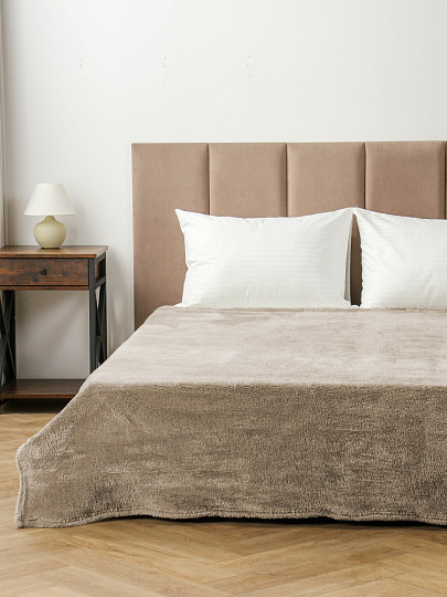 Плед евро, 200х220 см, велсофт жаккард, 100% полиэстер, Silvano, Шерпа, бежевый, BARRO 3