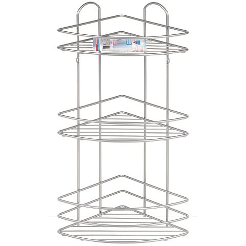 Полка для ванной металл, настенная, 3 яруса, угловая, 20х20х52 см, Пу-пр-053
