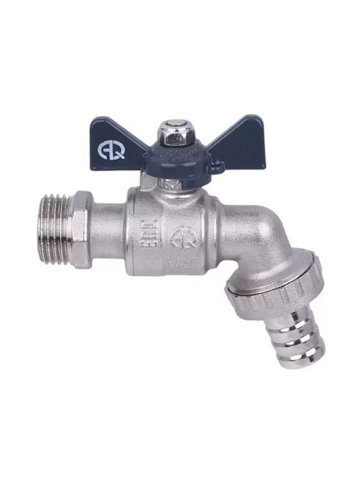 Кран водоразборный 1/2'', латунь, со штуцером, ручка-бабочка, AquaLink