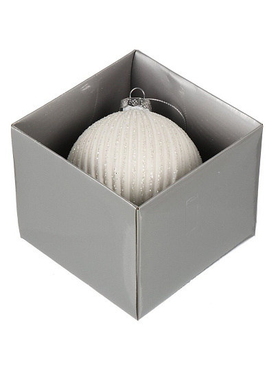 Елочный шар Белые грани, белый, 10 см, стекло, XF24-SC025