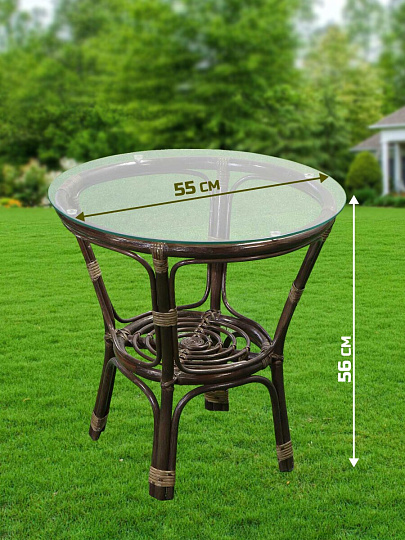 Мебель садовая Сиеста, коричневая, стол, 55х55х56 см, 2 кресла, подушка коричневая, 100 кг, IND06