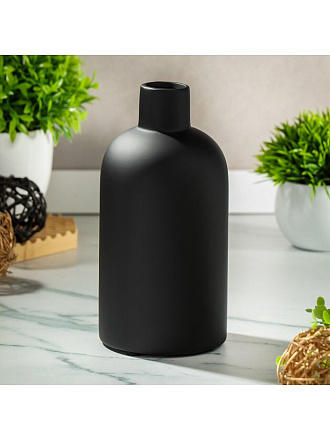 Ваза керамика, настольная, 20х10 см, A060237, черный матовая