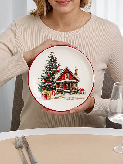 Тарелка доломит, 21х21х2.3 см, круглая, Уютный дом, Daniks