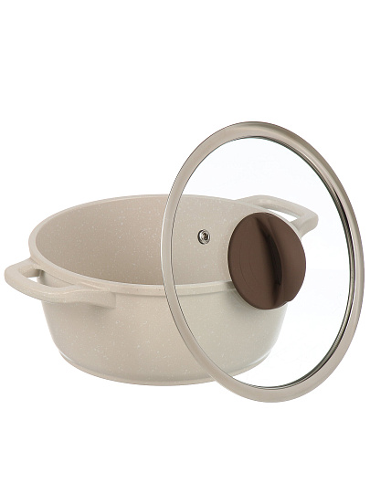 Кастрюля алюминий, антипригарное покрытие, 2 л, крышка стекло, Гурман, Pollen light, ГМк203 ПЛИ, индукция