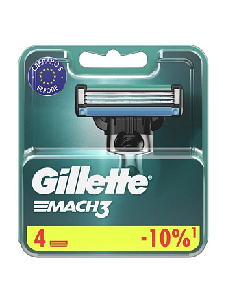 Сменные кассеты для бритв Gillette, Mach3, для мужчин, 4 шт