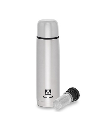 Термос нержавеющая сталь, 1 л, узкая горловина, Арктика, колба нержавеющая сталь, с ситечком, 101-1000С