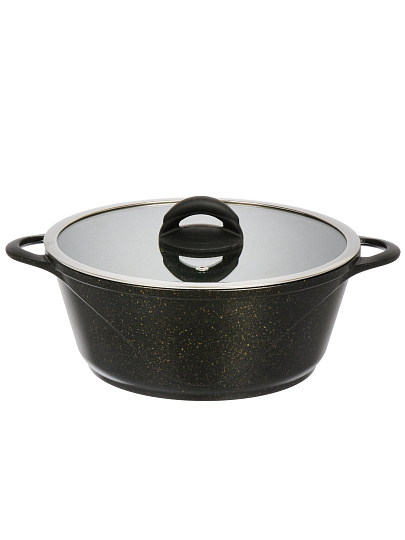 Кастрюля алюминий, антипригарное покрытие, 4 л, крышка стекло, Гурман, Eclipse, ГМк403ЭКИ, индукция