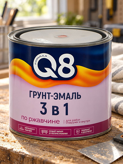 Грунт-эмаль Formula Q8, по ржавчине, алкидная, красно-коричневая, 1.8 кг