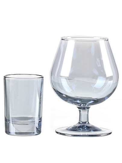 Набор для спиртного 12 предметов, стекло, 6 бокалов для бренди 250 мл, 6 стопок 50 мл, с баром, Glasstar, Черное море, B_O_RNBS_1740_22