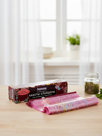 Пакеты-слайдеры для заморозки и хранения, 15 шт, 3.5 л, Homex, Очень функциональные, 0986