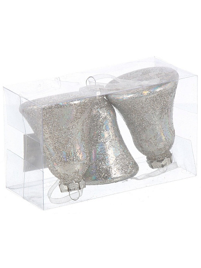 Елочное украшение Колокольчики, 3 шт, серебро, 10 см, полимер, Y4-9394