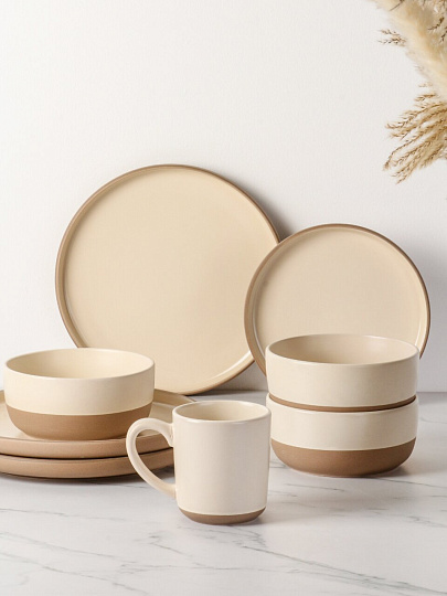 Сервиз столовый керамика, 16 предметов, на 4 персоны, Jewel, Латте, ПС0007-53
