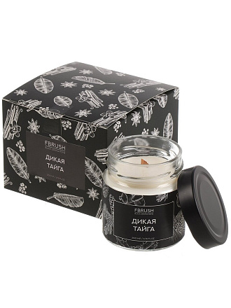 Свеча ароматизированная, 7.5х7 см, в стакане, Fbrush, Дикая тайга, соевая, Black Aroma Home, 200 мл, SSB200-7