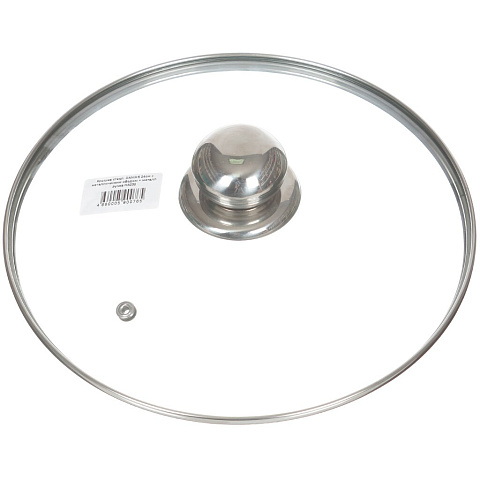 Крышка для посуды стекло, 24 см, Daniks, металлический обод, кнопка металл, HA232