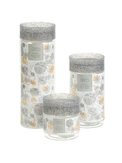 Банка для сыпучих продуктов, пластик, 1 л, 9.2х9.2х18.5 см, с крышкой, Homver, Asti, 50721/02, светло-серая