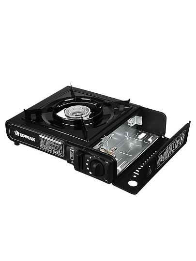 Плита газовая портативная, 1 конфорка, 34х26х9 см, для цанговых баллонов, Ермак, 333520