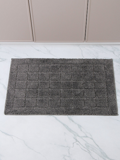 Коврик для ванной, 0.5х0.8 м, полиэстер, графит, Silvano, Клетка, Y4-11461