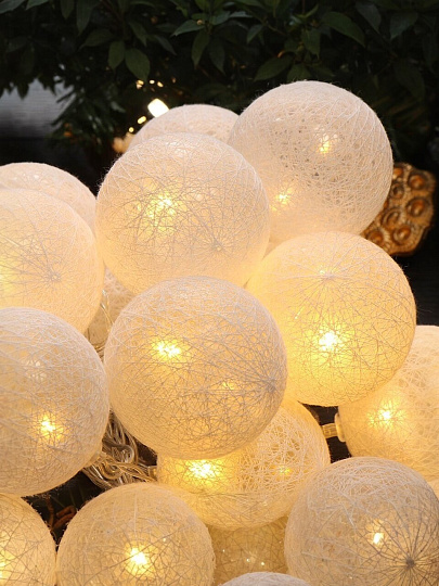 Гирлянда 25 ламп, 5 м, 1 режим, Шары, теплый белый свет, белая, в помещении, на батарейках, LED, Y4-7555